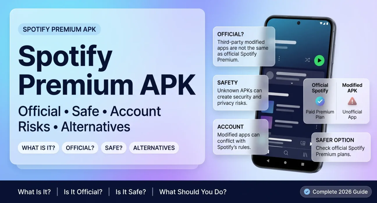 Spotify Premium APK explained with official, safety, account risks, and alternatives