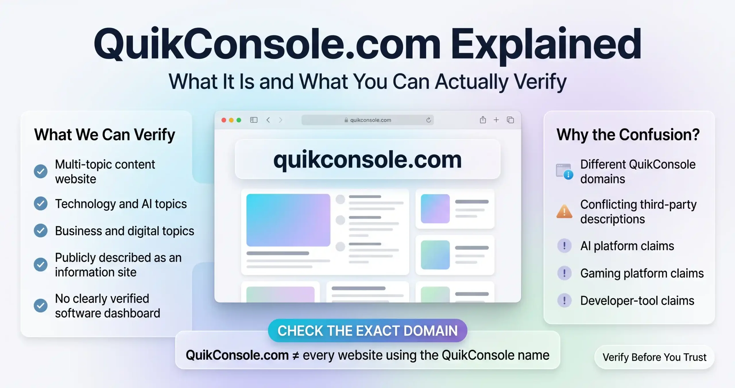 QuikConsole.com explained with verified website details and conflicting platform claims