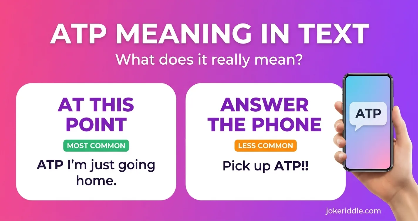 ATP meaning in text: at this point (most common) vs answer the phone (less common)