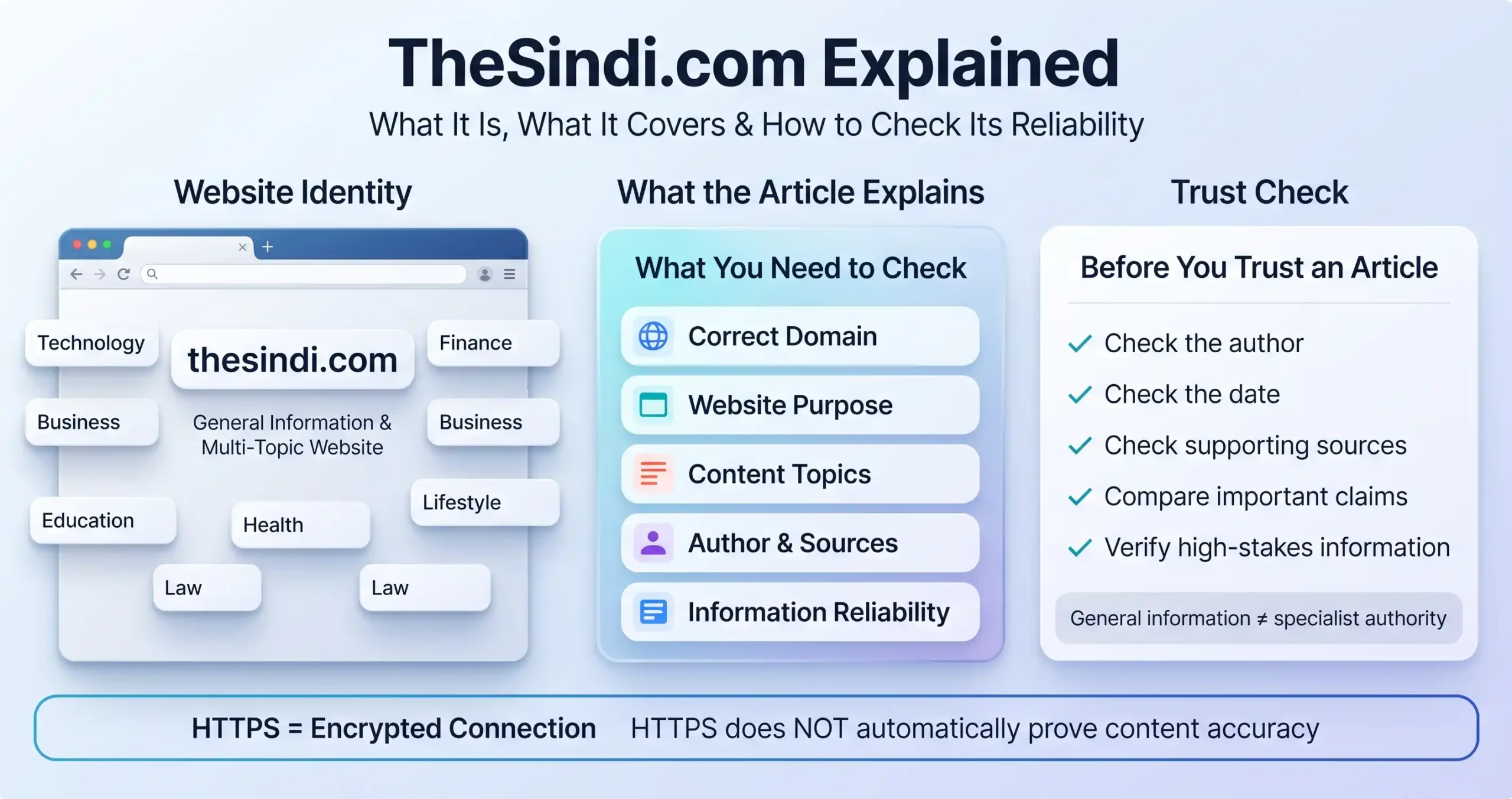 TheSindi.com explained with website topics, domain check, and article reliability