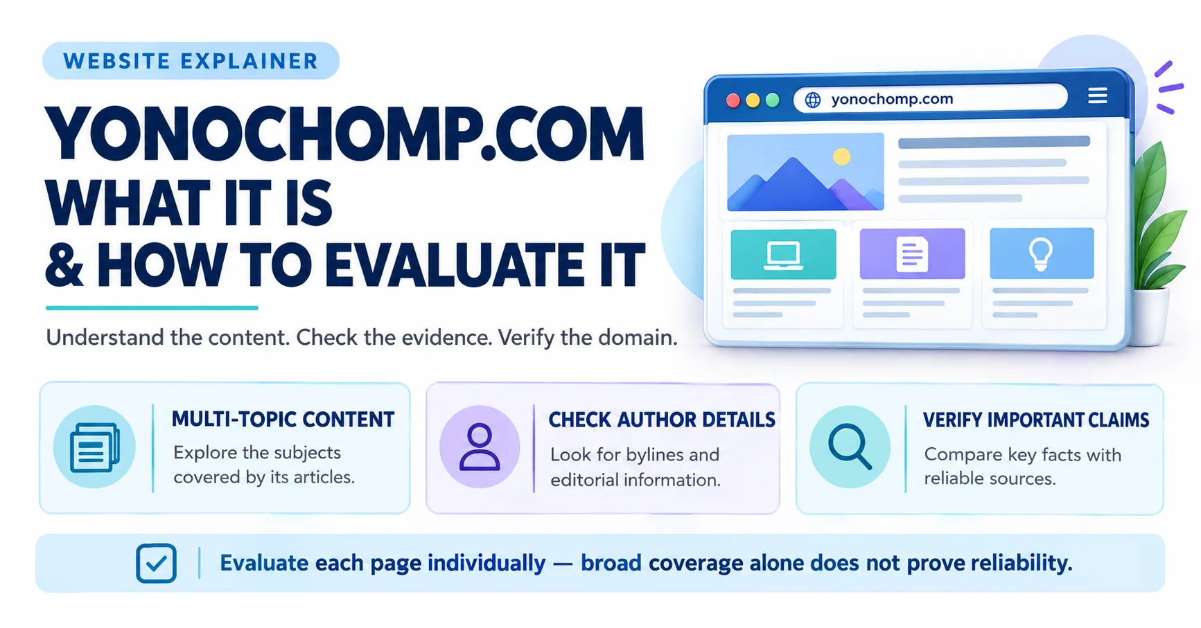 Yonochomp.com explained with a guide to its content, author information, and article verification.