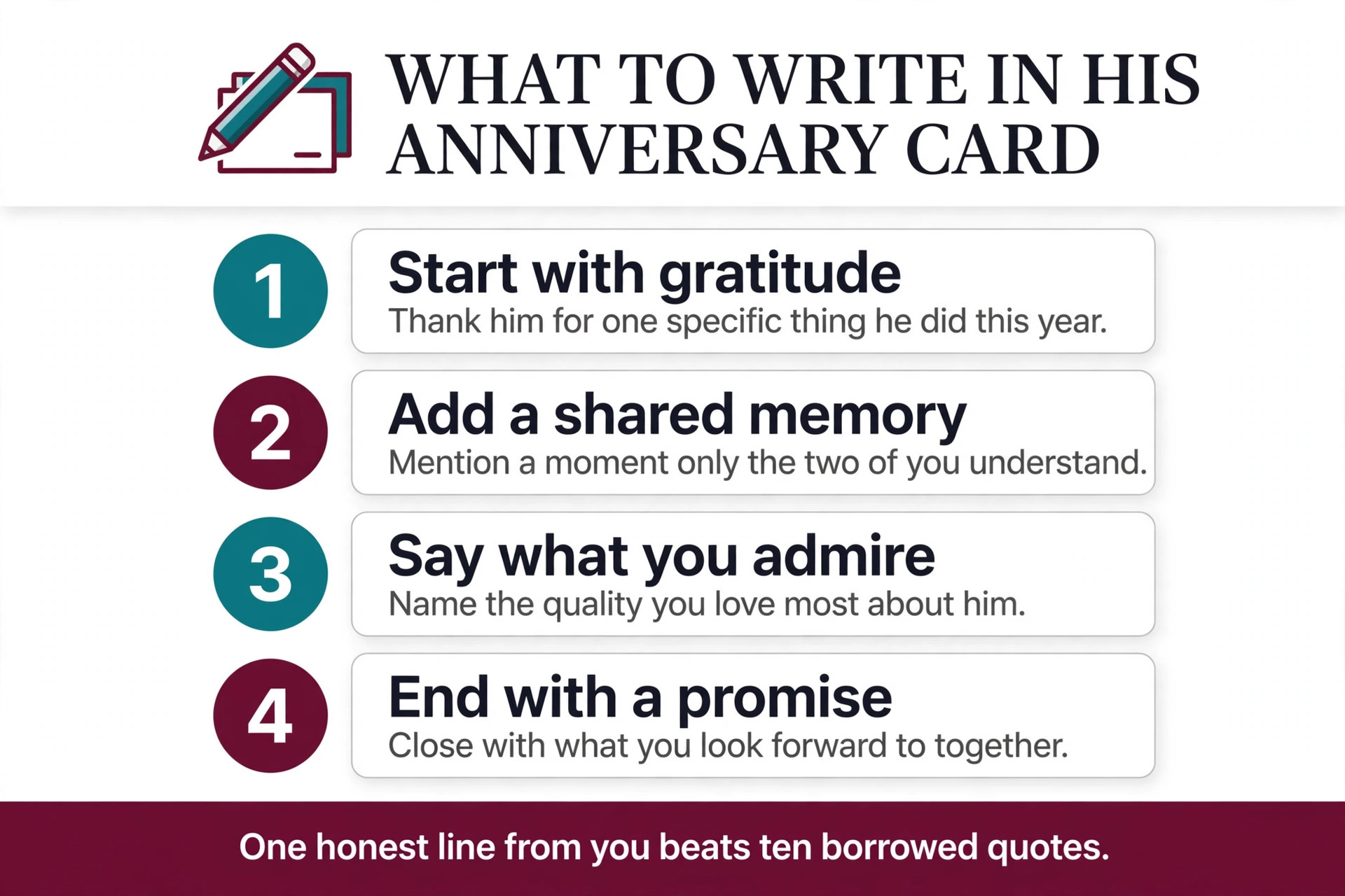 Four-step guide on what to write in an anniversary card for your husband