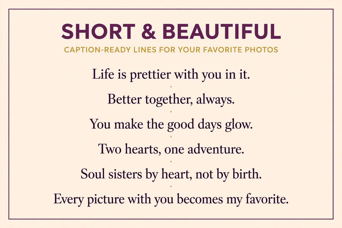 Short and beautiful list with six caption-ready best friend quotes for photos and posts