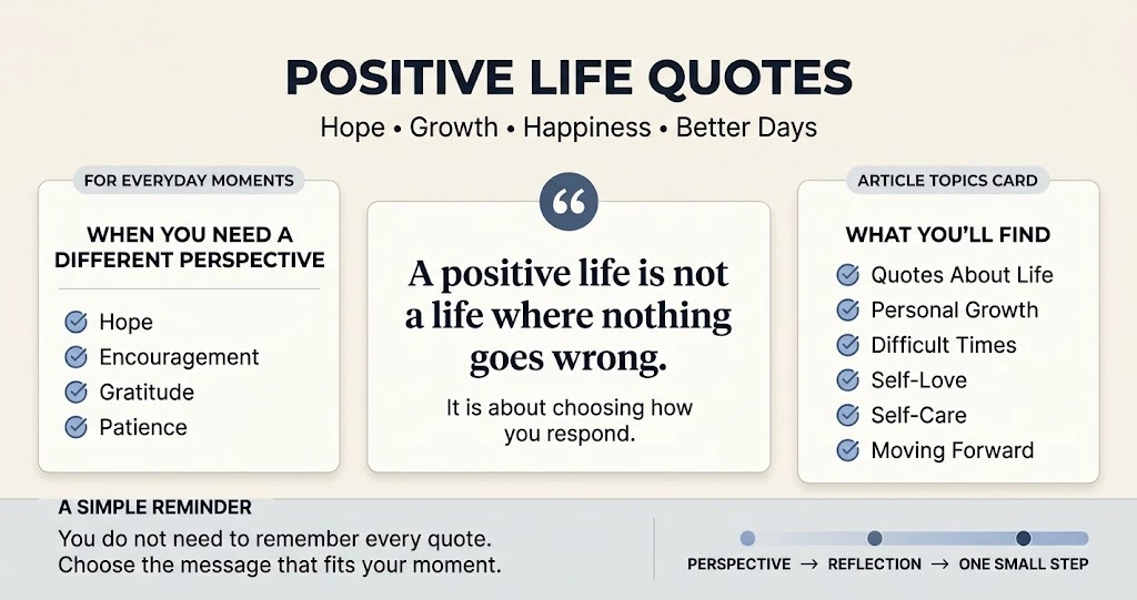 Positive life quotes about hope, growth, happiness, self-love, and moving forward