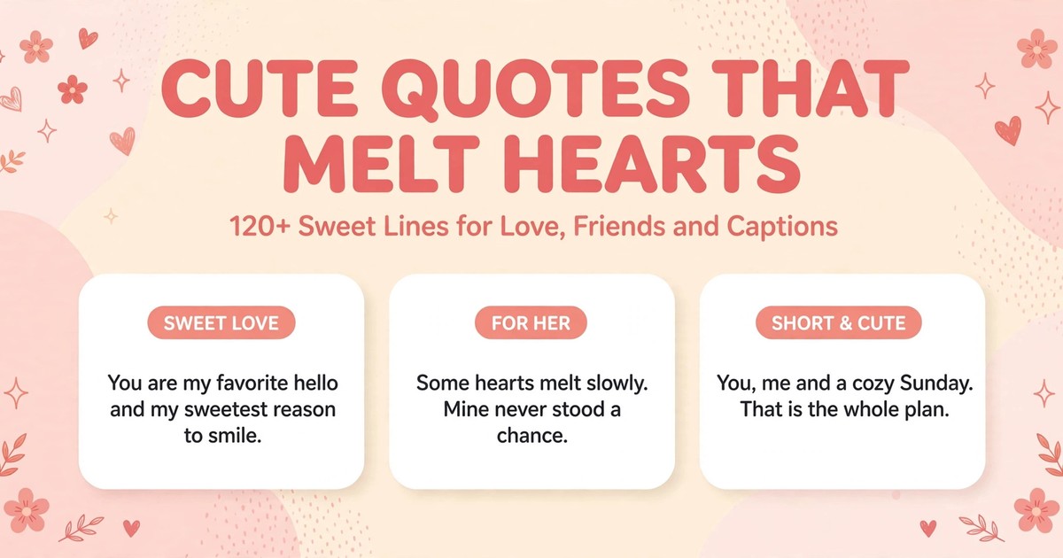 Cute quotes that melt hearts infographic with sweet lines for love, for her and short cute captions
