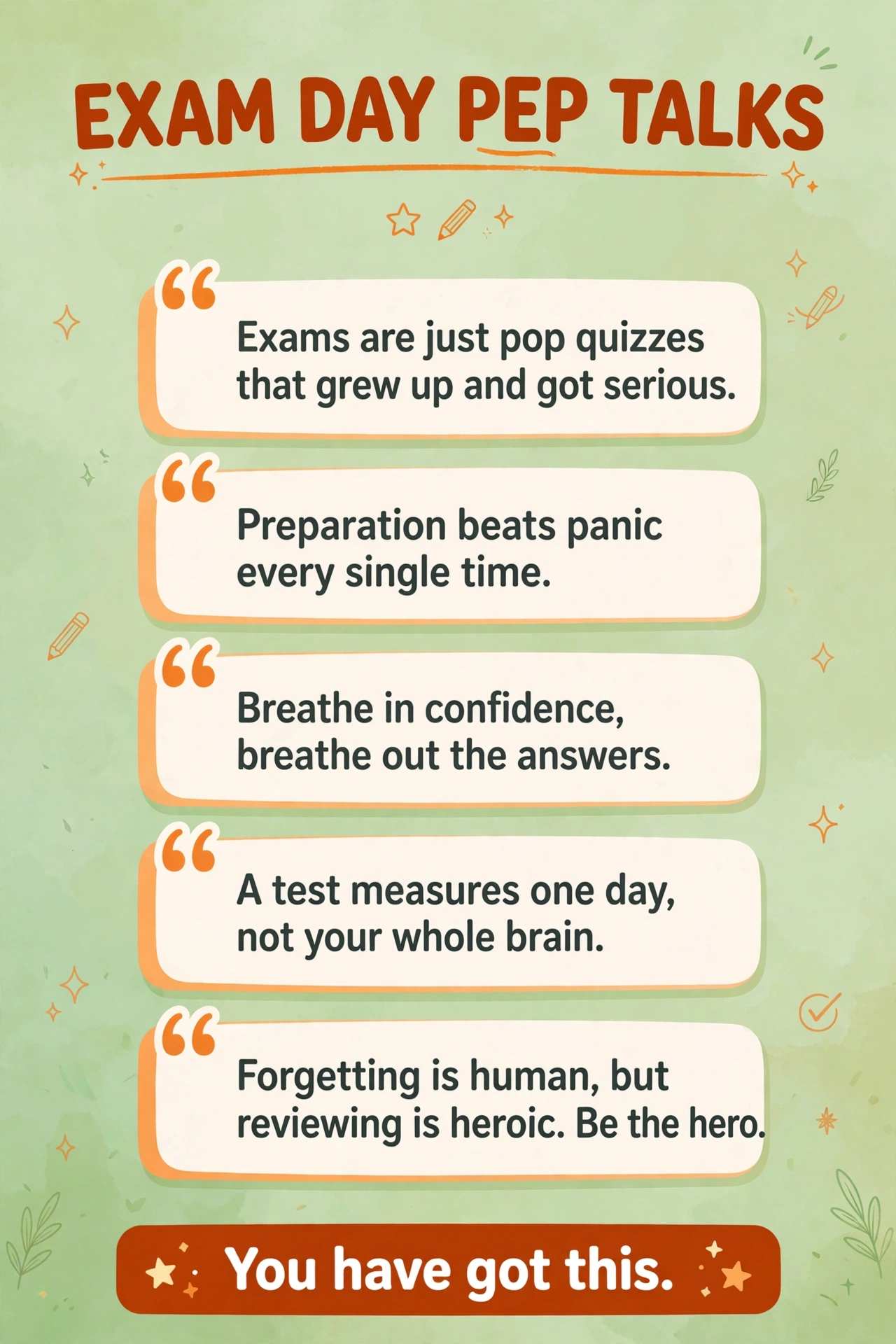 Quote of the day for students: exam day pep talks