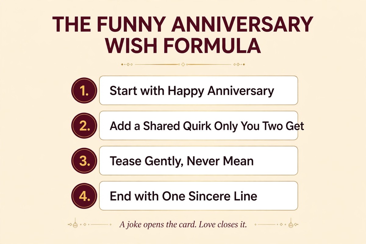 The funny anniversary wish formula: four steps for writing a witty anniversary message