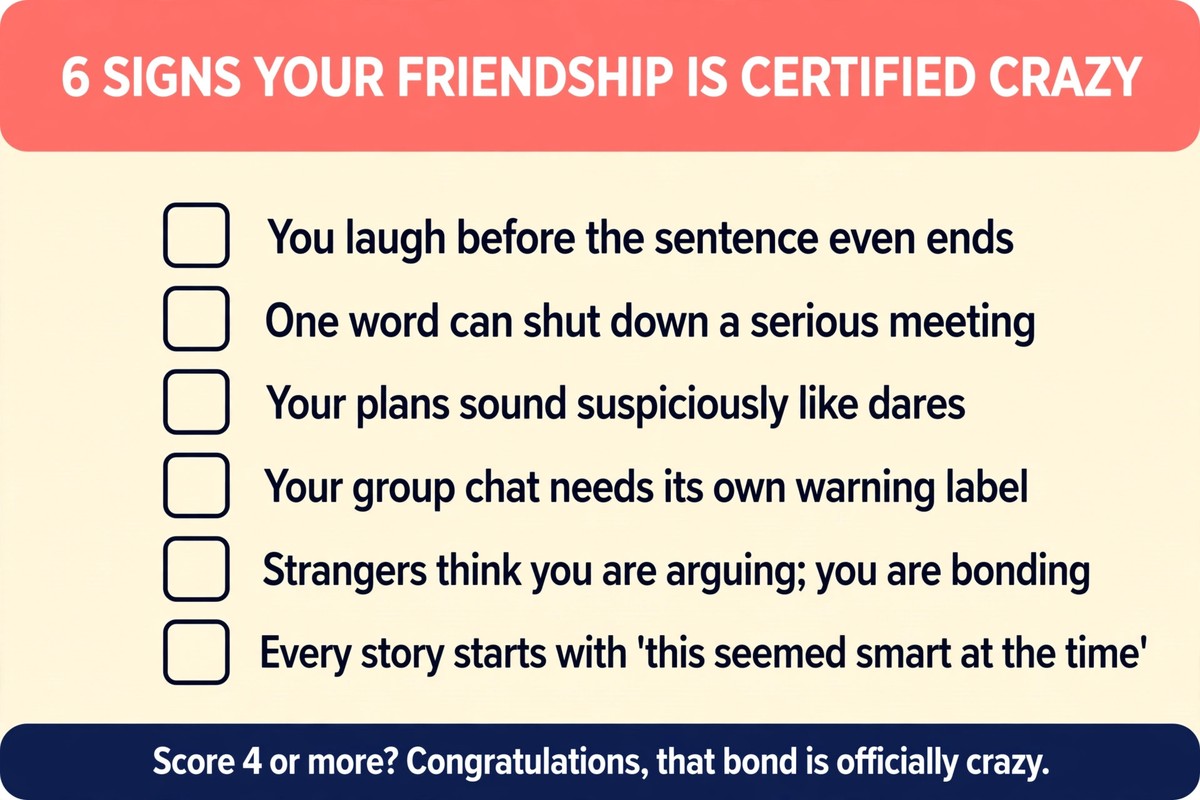Six signs of a crazy friendship bond checklist infographic