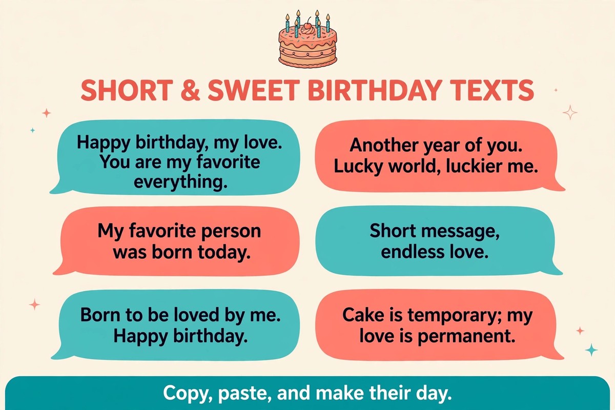 Short and sweet birthday text messages for your love