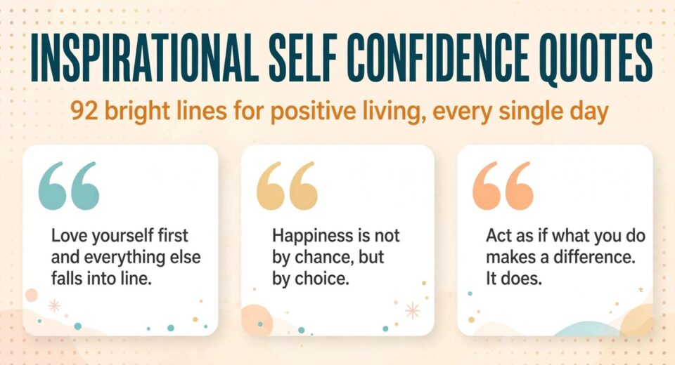 Inspirational self confidence quotes collection: 92 bright lines on self-belief, optimism and self-worth for positive living