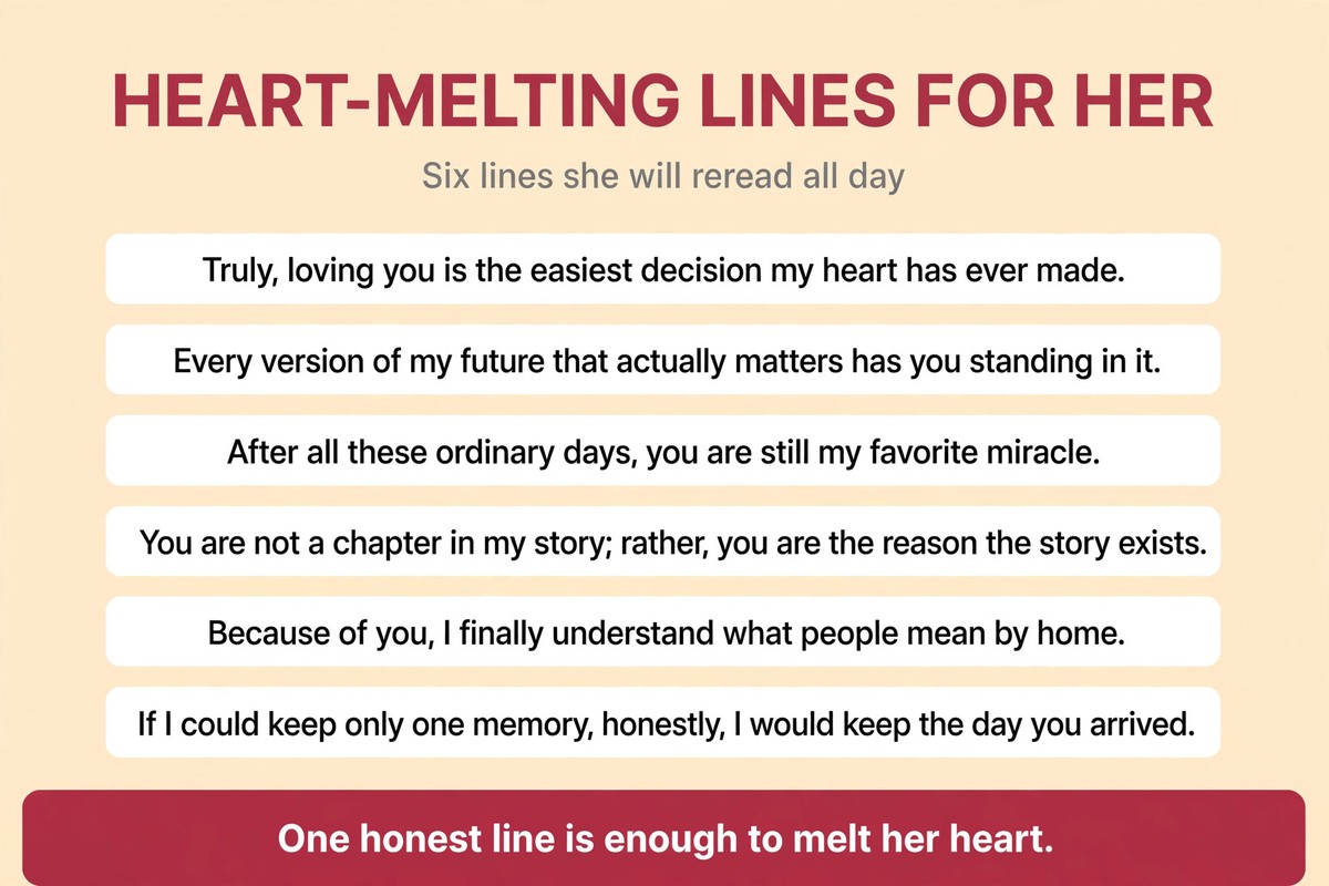Heart-melting lines for her: chart of six romantic one line love quotes for girlfriend
