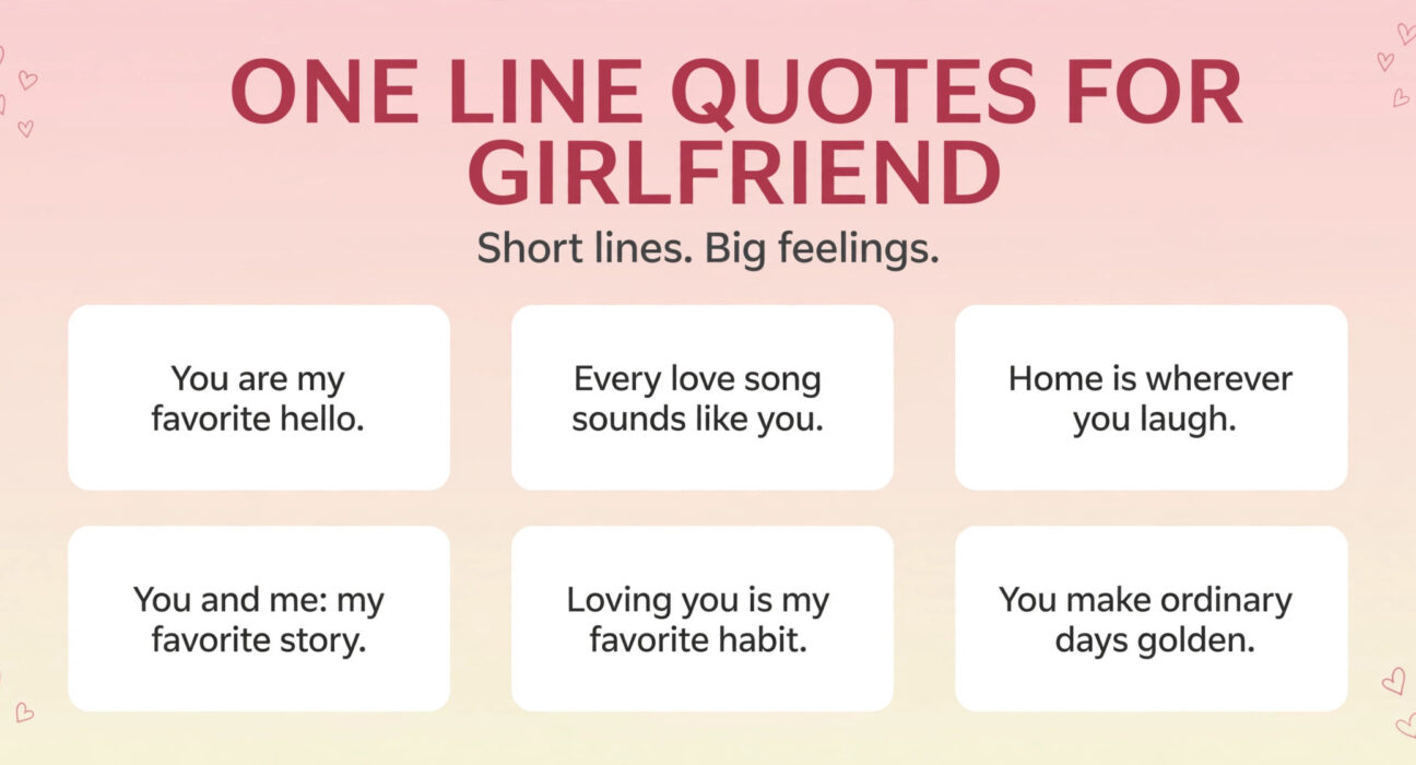 One line quotes for girlfriend infographic with six short romantic lines for her