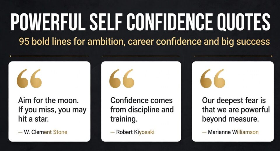 Powerful self confidence quotes collection: 95 bold lines on ambition, career confidence and big success