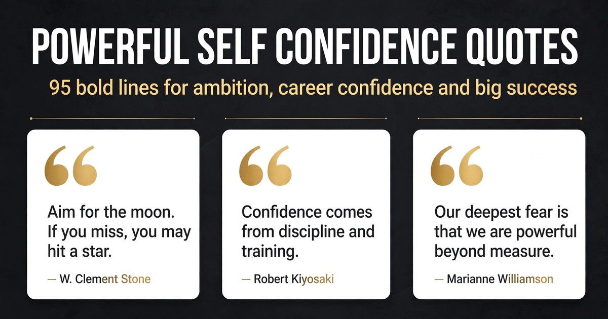 Powerful self confidence quotes collection: 95 bold lines on ambition, career confidence and big success