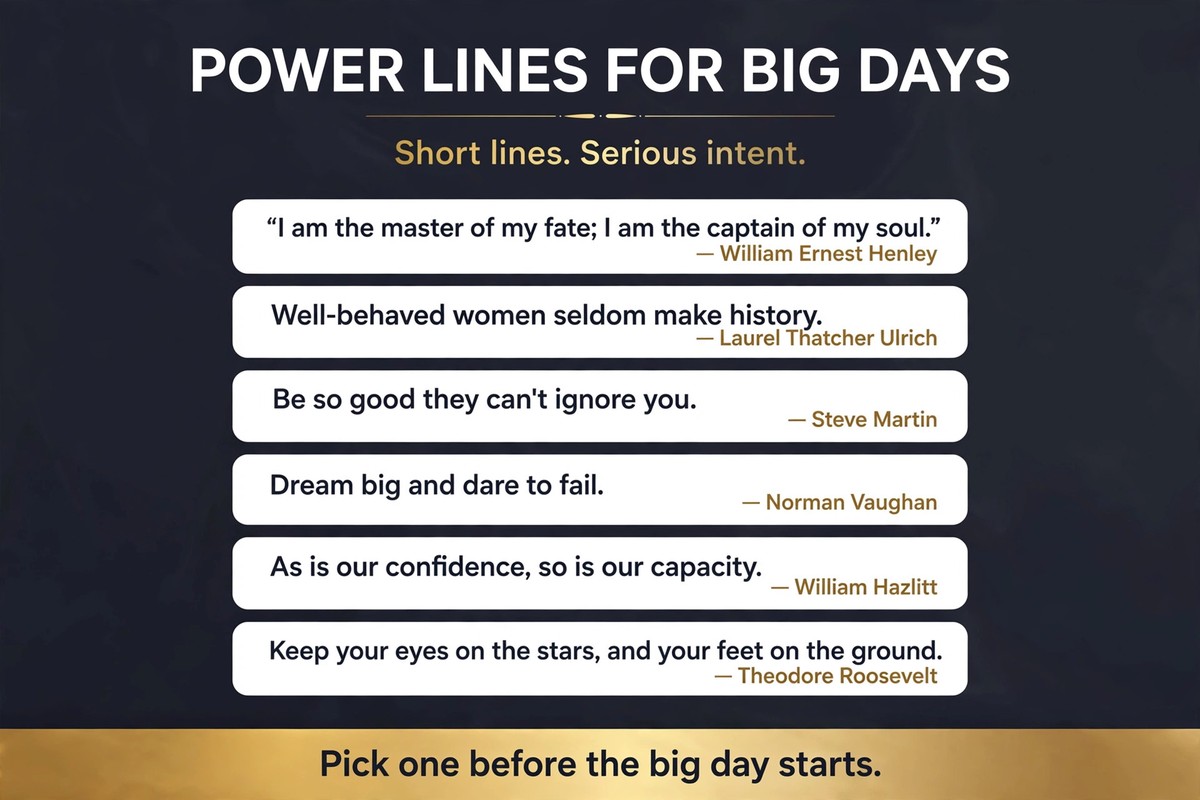 Short powerful self confidence quotes: brief power lines from Henley, Hazlitt and Theodore Roosevelt