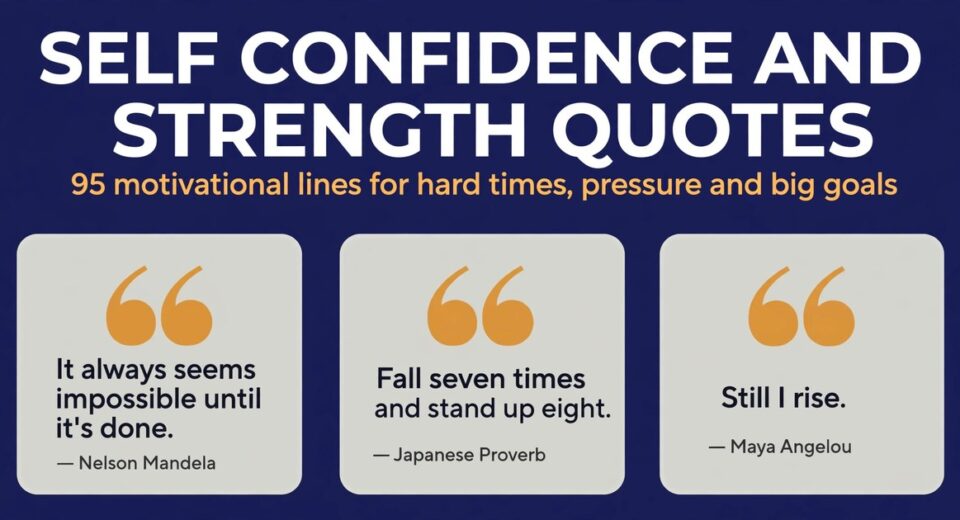 Self confidence and strength quotes collection: 95 motivational lines for hard times, pressure and big goals