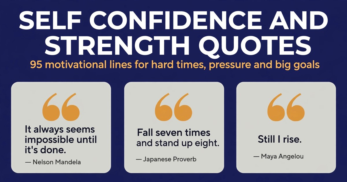 Self confidence and strength quotes collection: 95 motivational lines for hard times, pressure and big goals