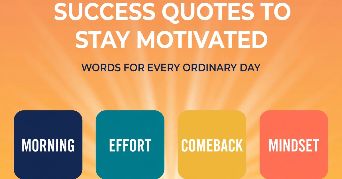 Success quotes to stay motivated infographic with morning, effort, comeback and mindset themes